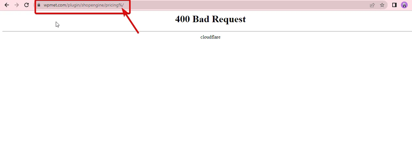 bad url with % server error 400 bad request in Elementor | bad request error 400