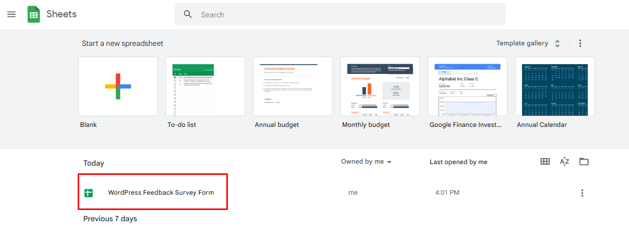 wordpress survey form using Google Sheet data