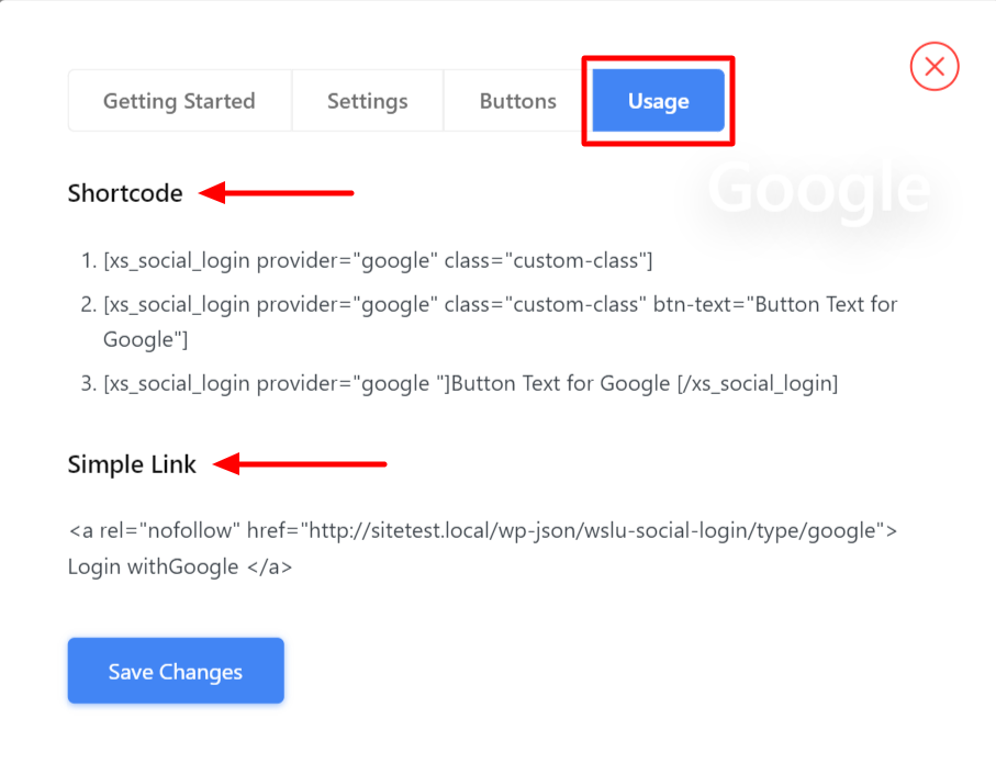 Google Login ShortCodes and Simple Link