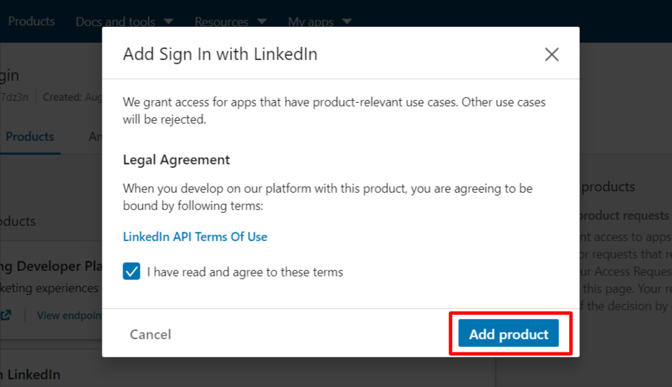 Aggiungi Accedi con LinkedIn