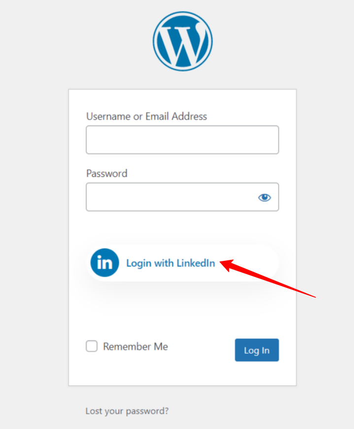 Integrazione dell'accesso social LinkedIn per WordPress riuscita.