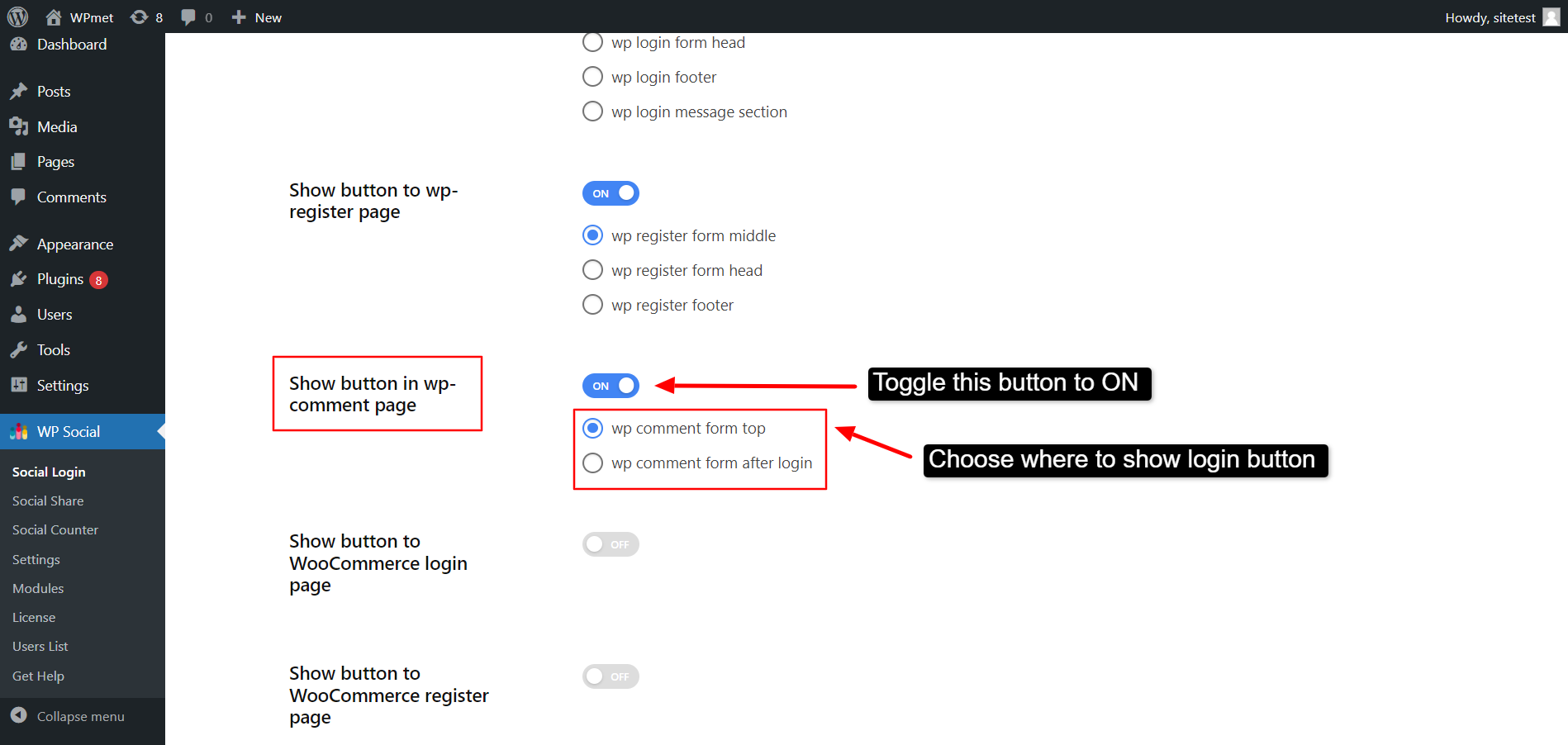 WP コメントページにボタンを表示