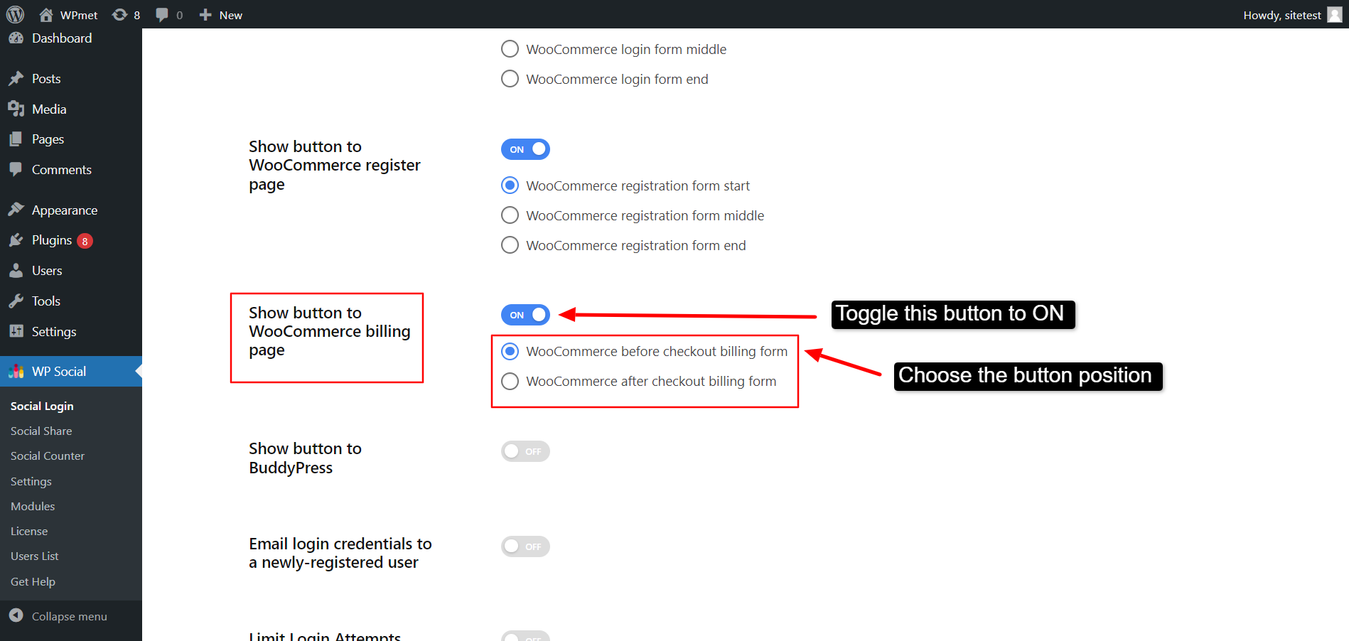 Mostrar botão na página de faturamento do WooCommerce