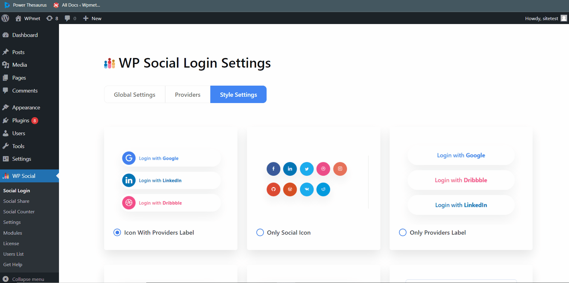 Set styles settings for login button