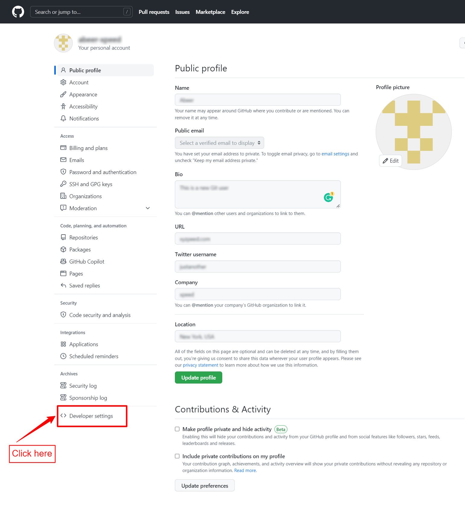 Profilo pubblico GitHub