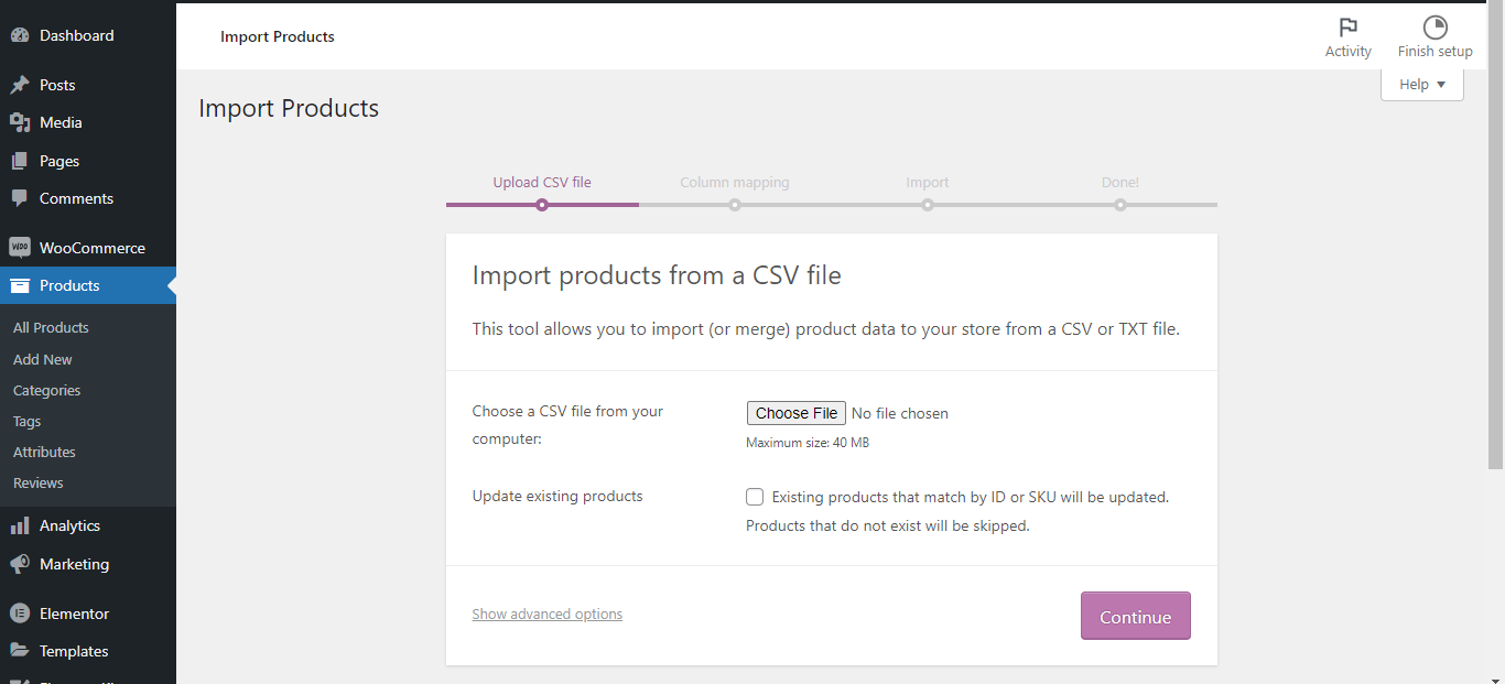 how to upload products in Woocommerce