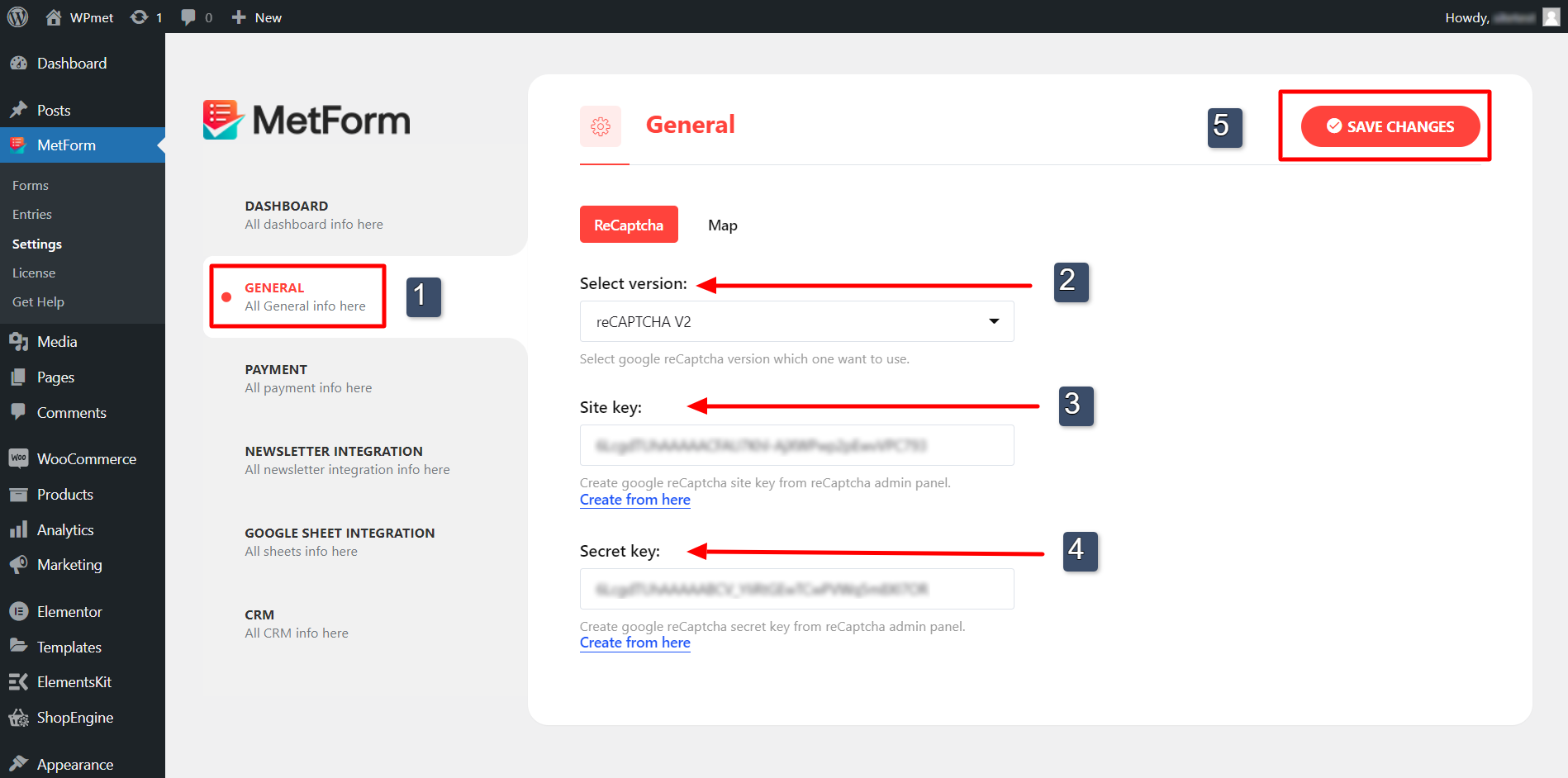 Add reCAPTCHA to Metform reCAPTCHA WordPress plugin