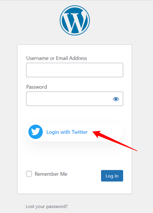 Twitter social login integration for WordPress successful.