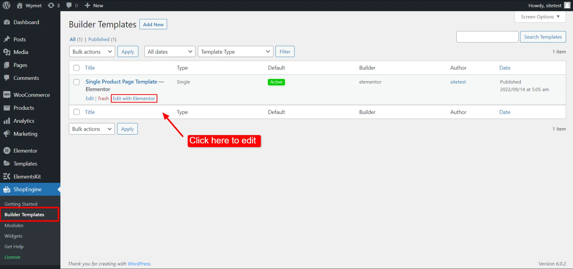 Edit template with Elementor or Gutenberg Editors