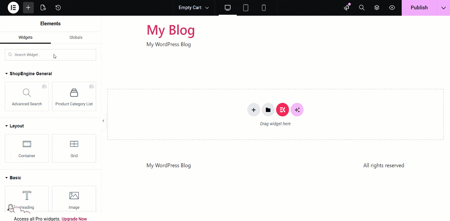 Customize your empty cart page with ShopEngine