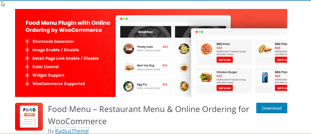 Food Menu – Restaurant Menu & Online Ordering for WooCommerce