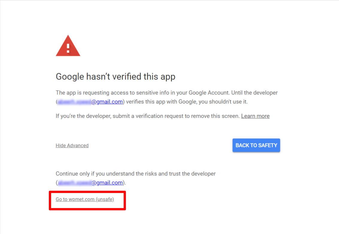 Vérification de l'application Google