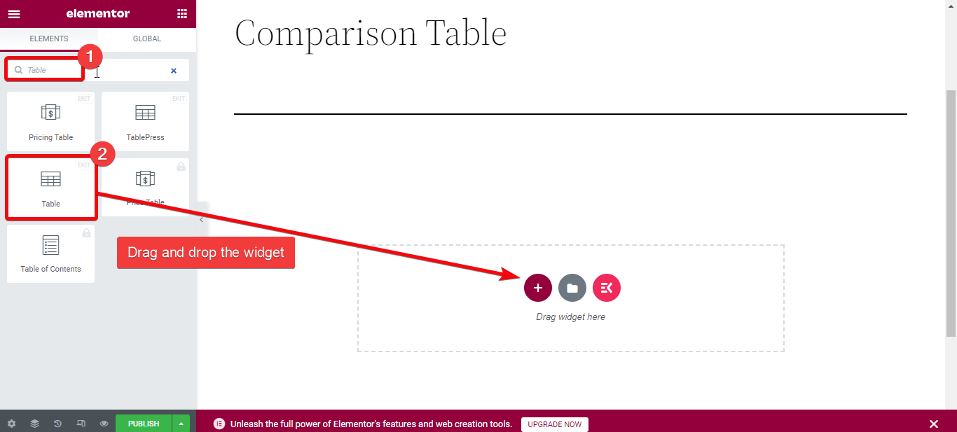 create a comparison table in WordPress