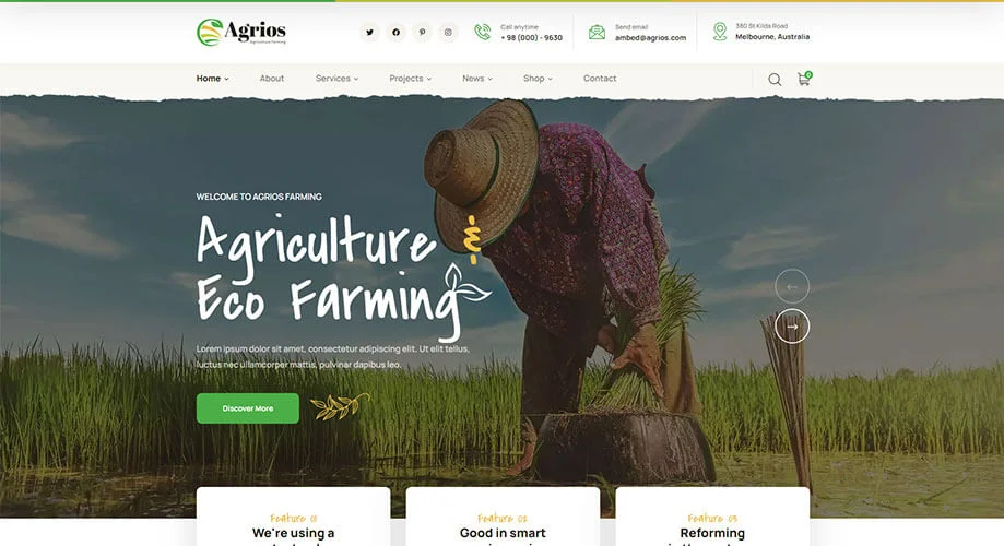 Agrios, a WordPress Elementor theme