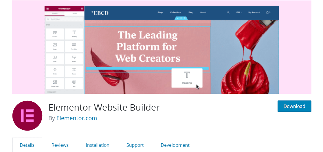 Elementor, the best page builder
