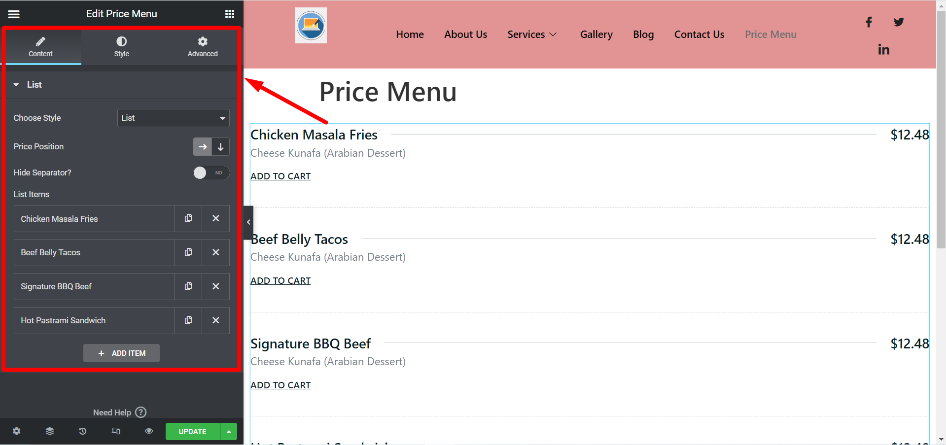 ElementsKit price menu widget helps you to increase your WordPress site's capability.