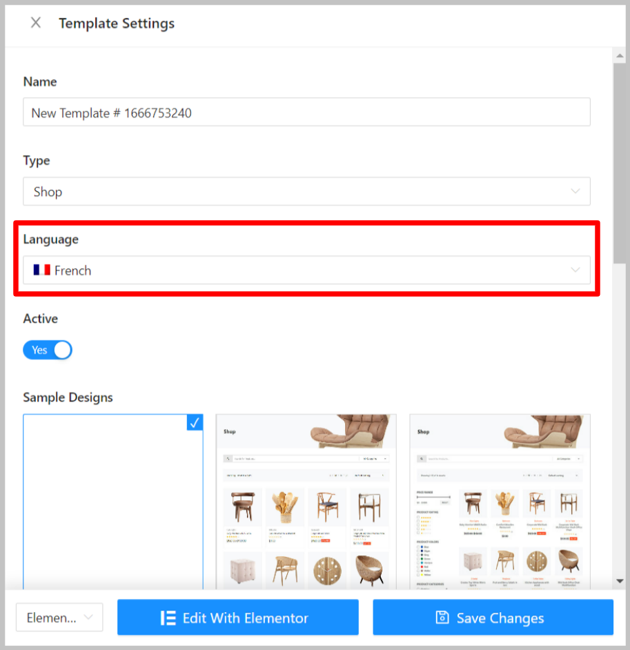 ShopEnigne Modello multilingue per la seconda lingua