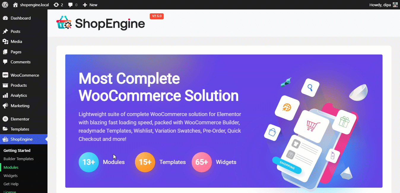 enable multi step checkout module by ShopEngine
