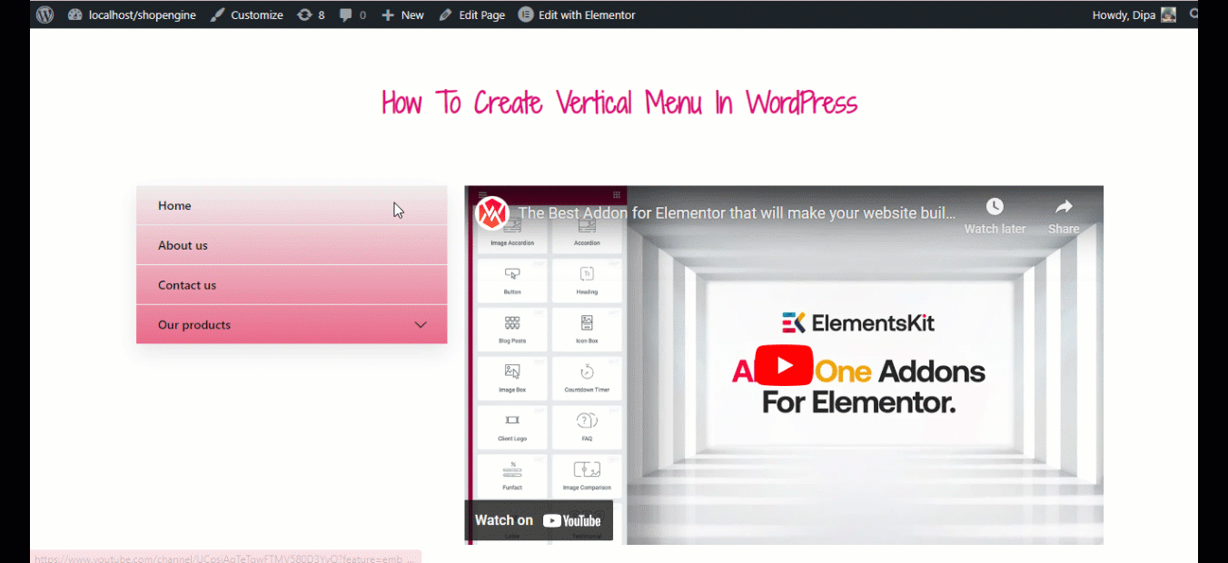 How to create vertical menu in WordPress