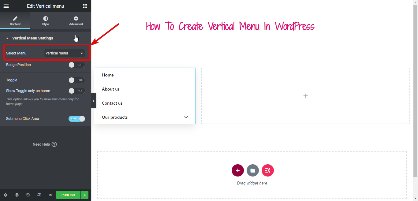 how to create vertical menu in WordPress