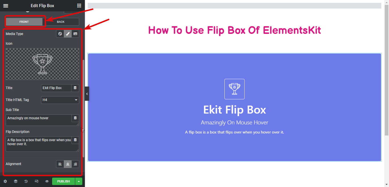 Vorderseite der Flipbox – So erstellen Sie Flipbox-Overlays und Hover in WordPress 