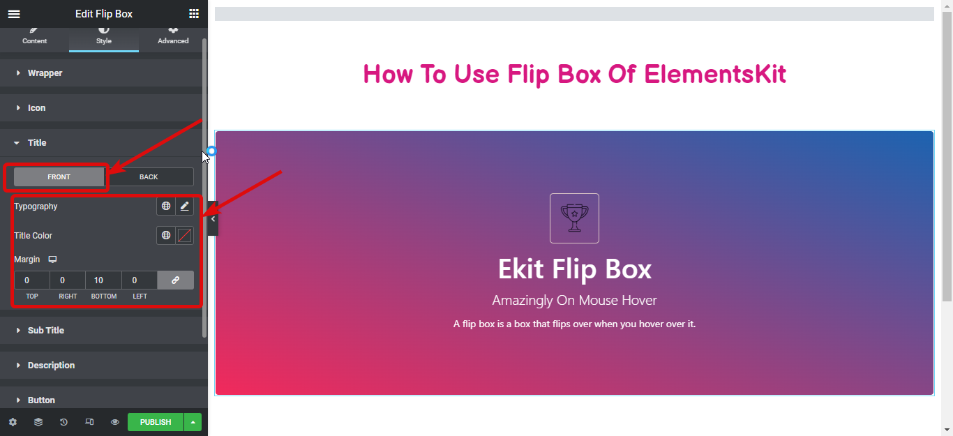 Configuración de Flipbox de estilo de título: cómo crear superposiciones y elementos flotantes de Flipbox en WordPress