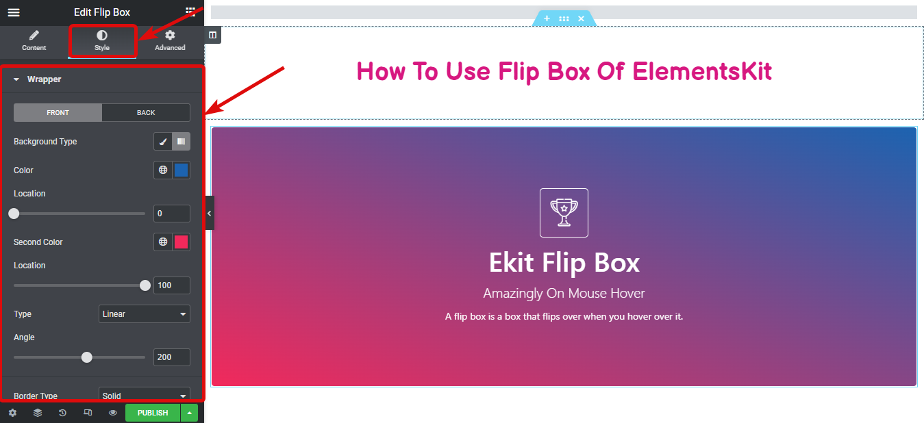 wrapper settings of flip box