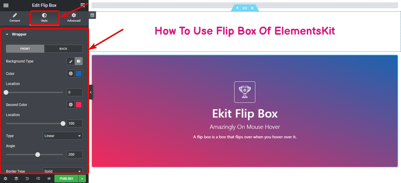 Wrapper-Einstellungen von Flipbox – So erstellen Sie Flipbox-Overlays und Hover in WordPress 