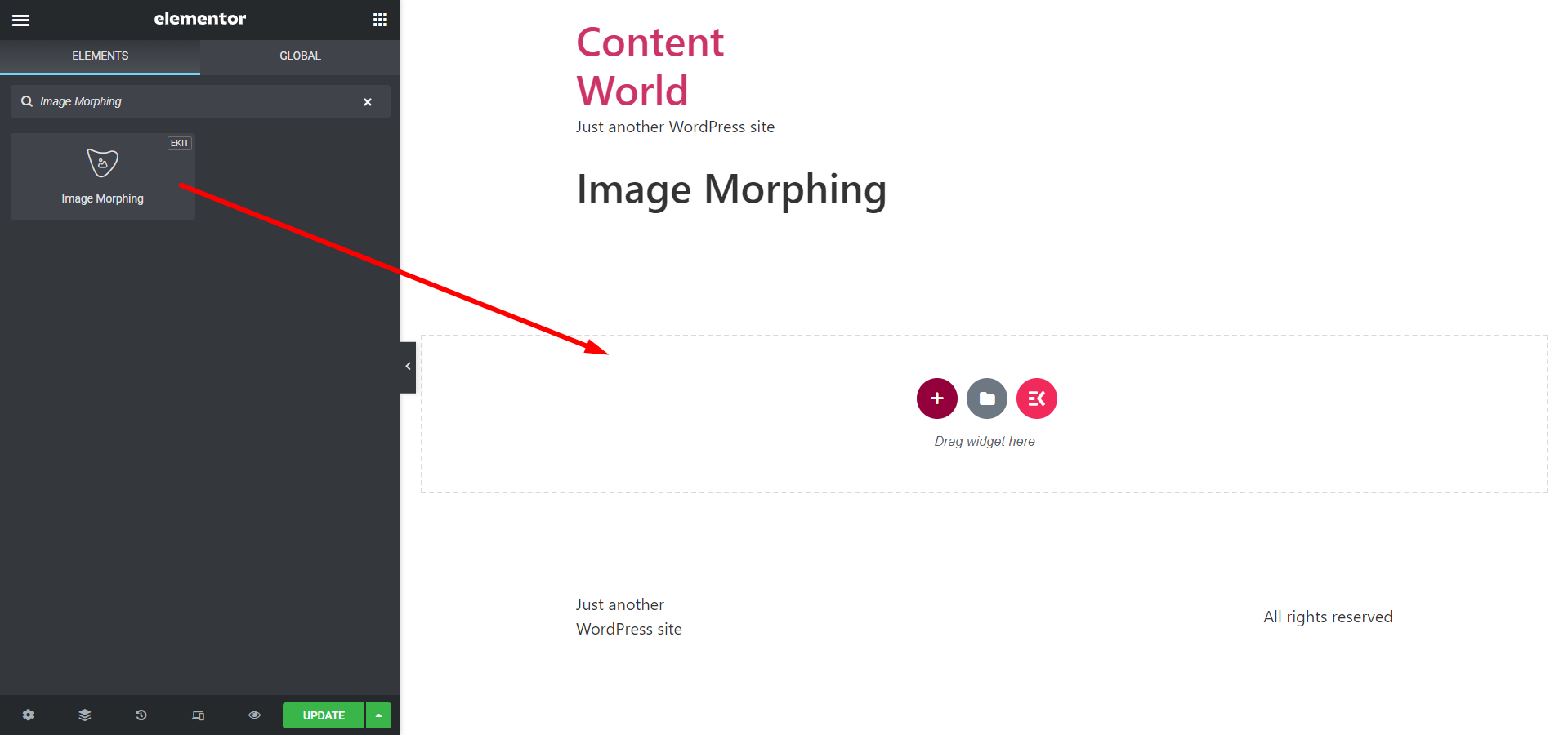 Faites glisser et déposez le widget de morphing d’image ElementsKit.