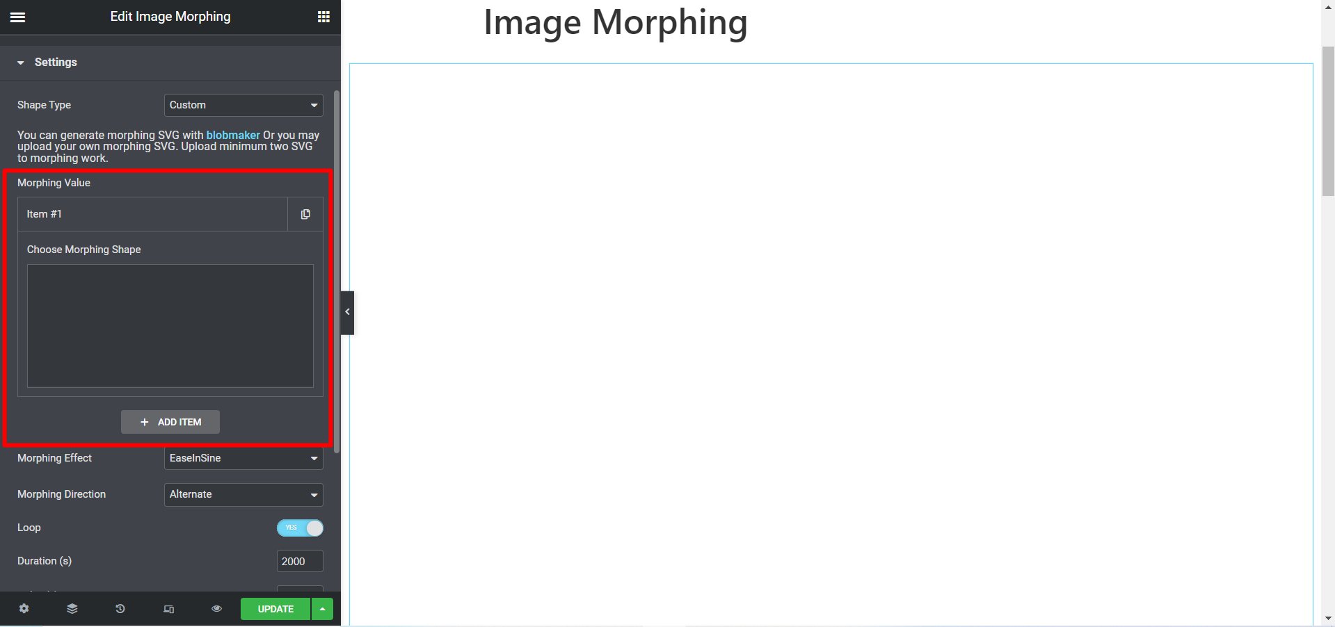 Image morphing custom shape