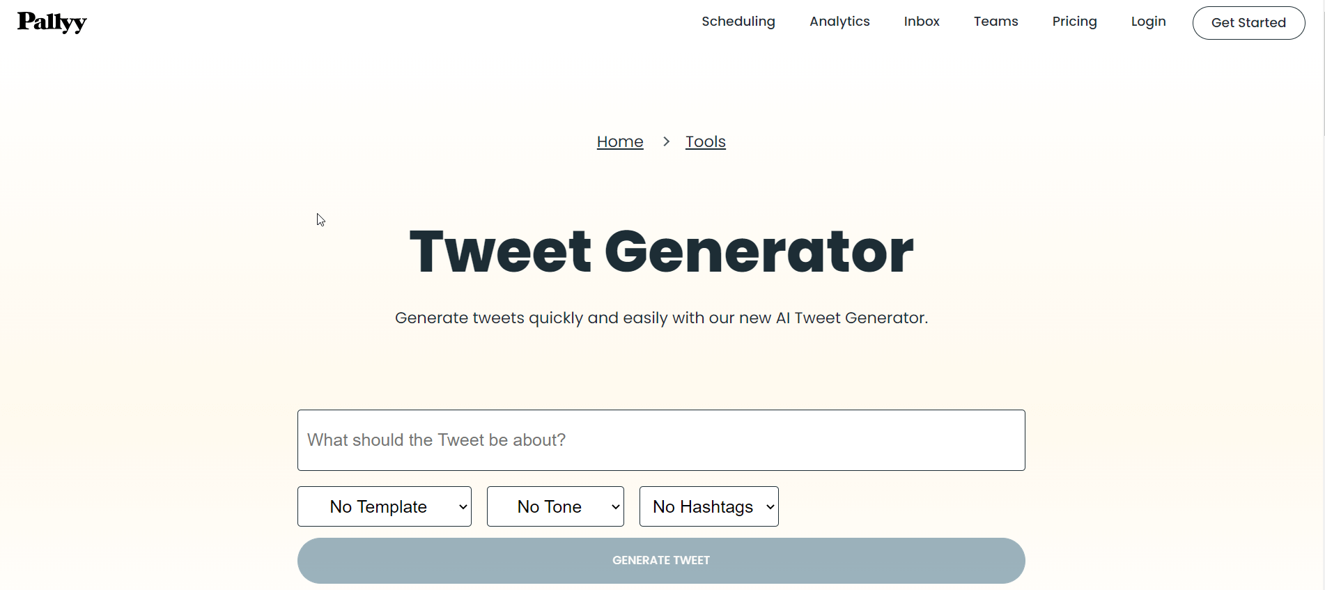 Pallyy- Tweet generator tool