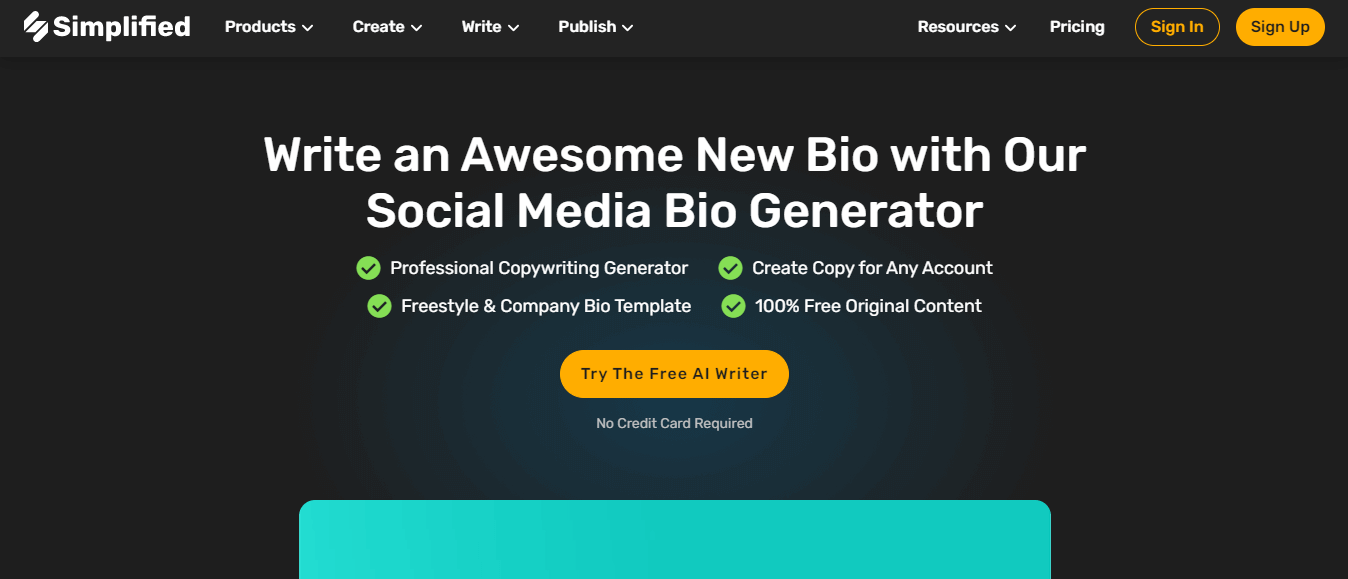Simplified to generate bio for Instagram
