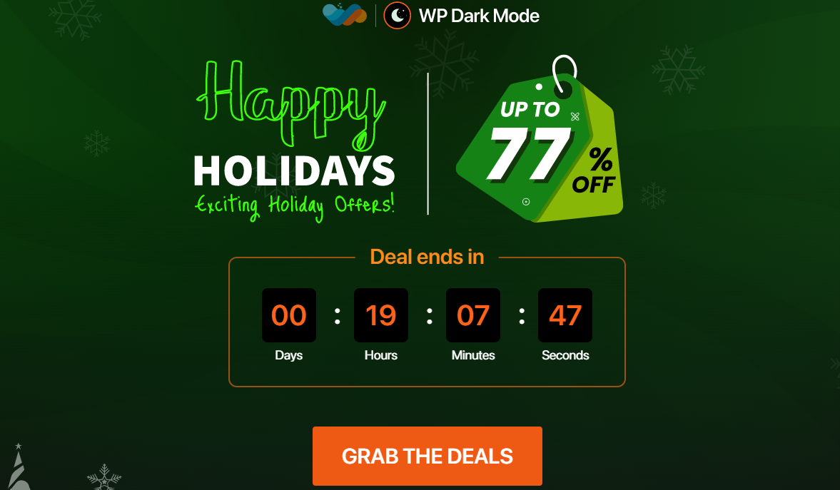 WP Dark Mode - WordPress deals - holiday deals - new year deals - WordPress holiday deal