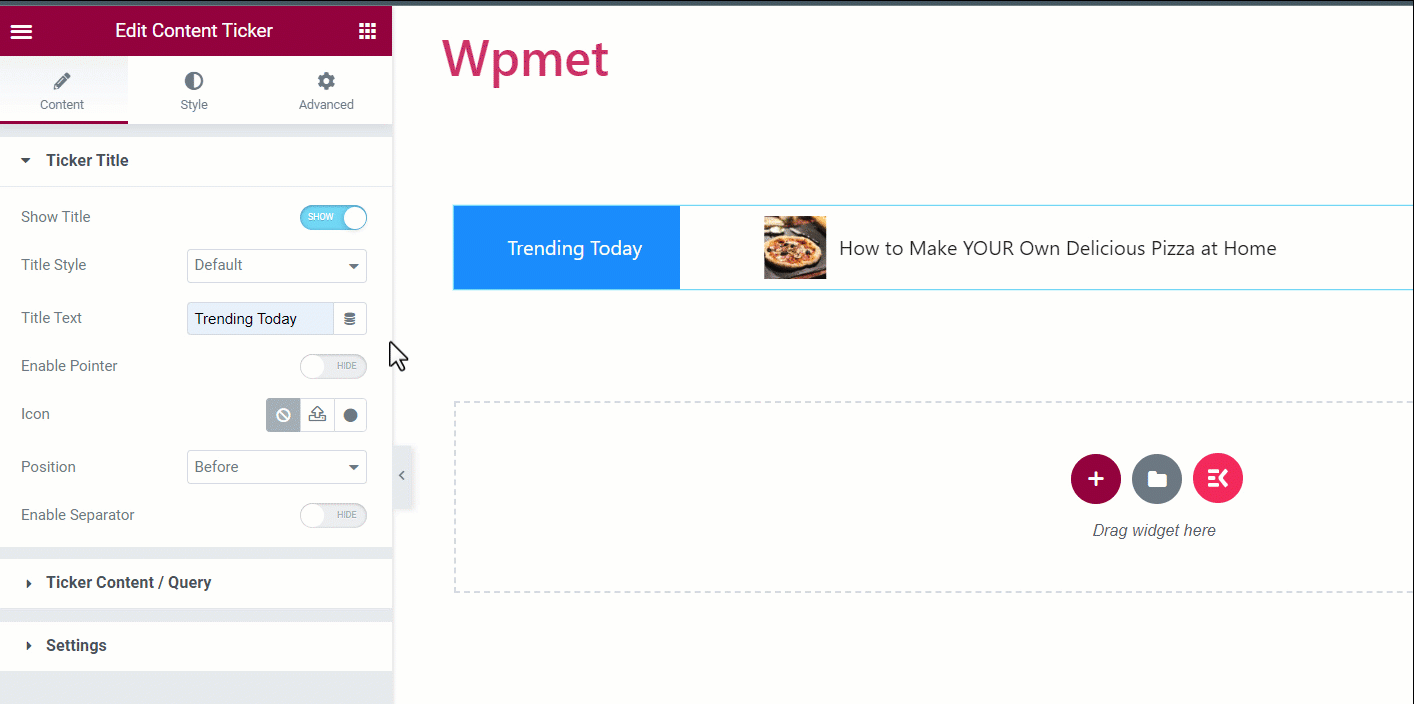 Configure title in ElementsKit content ticker widget