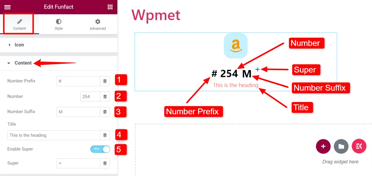customize Funfact widget content
