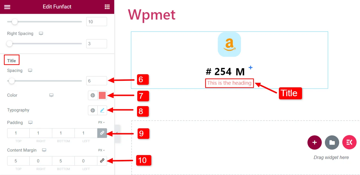 Change styles of title content of Funfact widget