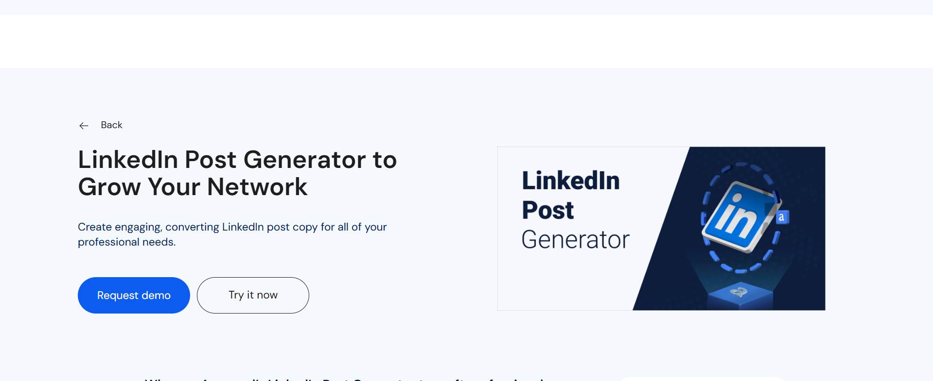 Generatore di intelligenza artificiale di Anyword LinkedIn