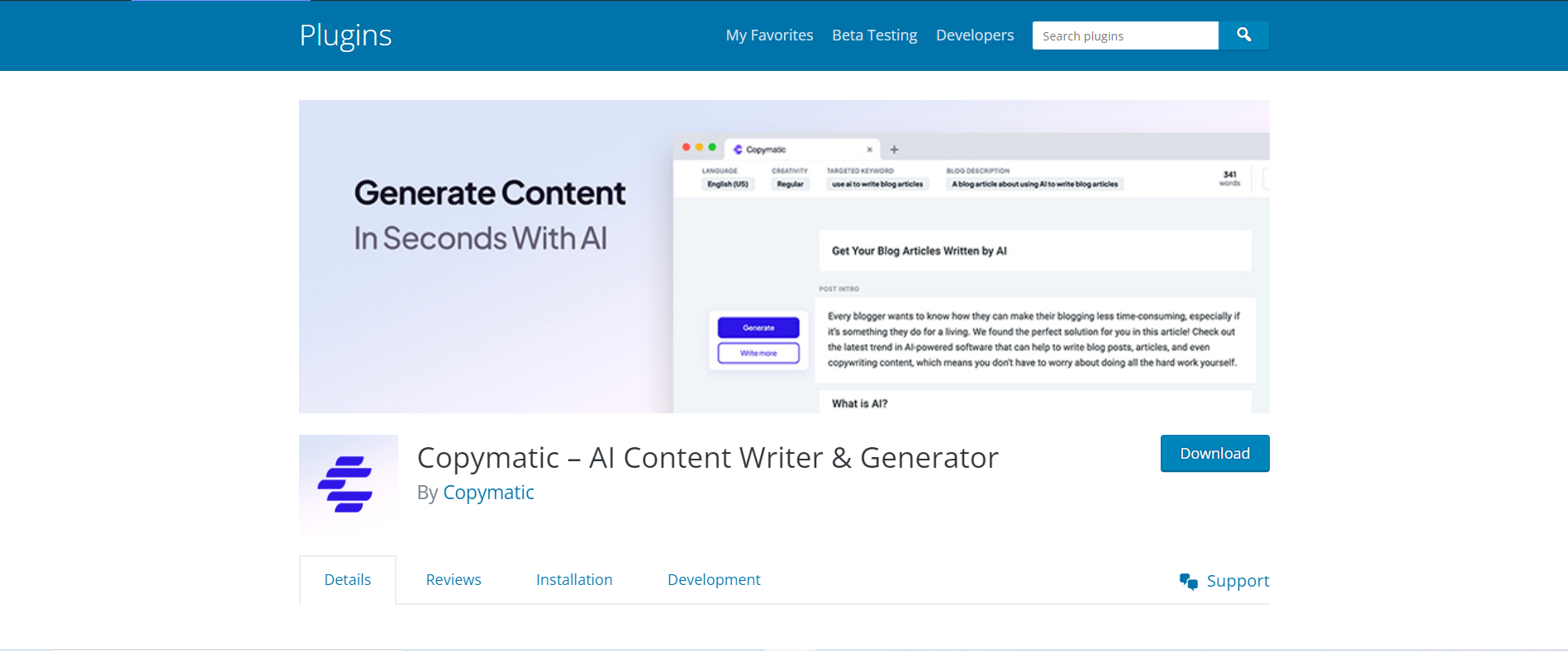 Content generator Copymatic AI