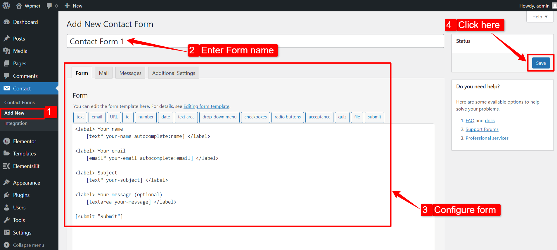 Add New Contact Form 7 on WordPress