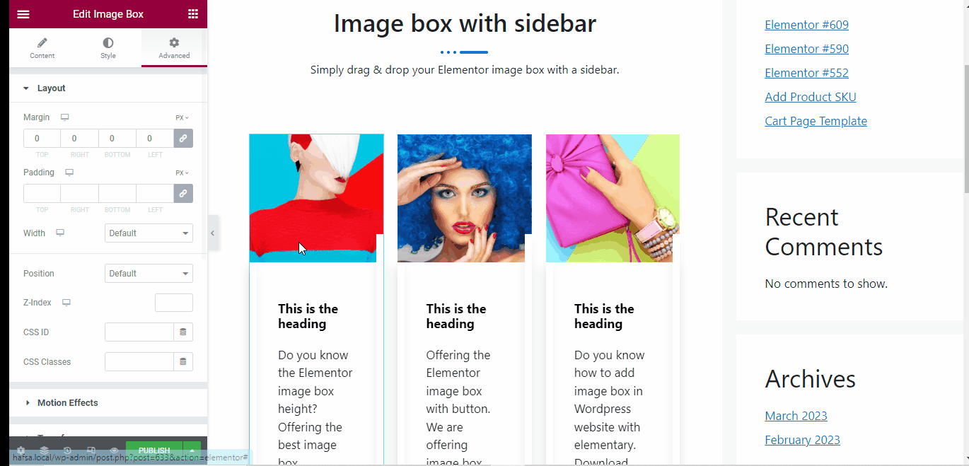 Image box Advanced Customization in WordPress