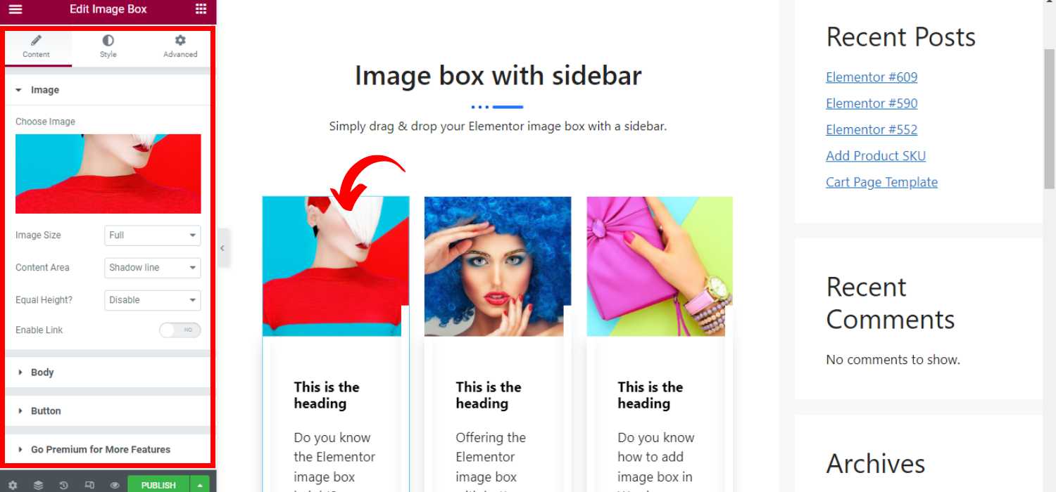 WordPress image box content customization