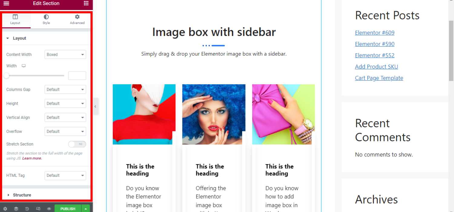 Image box layout customization in WordPress