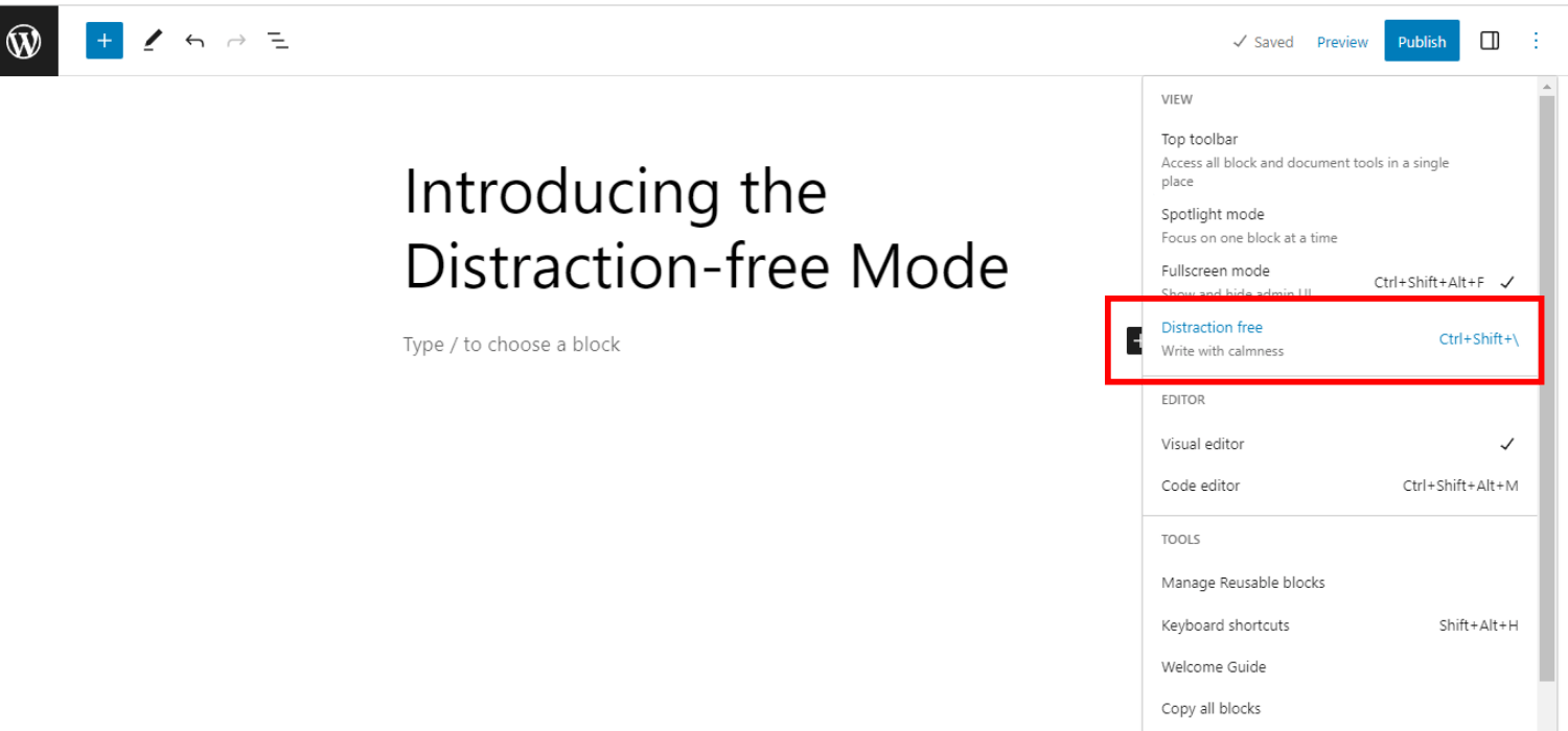 Introducing the Distraction-free Mode