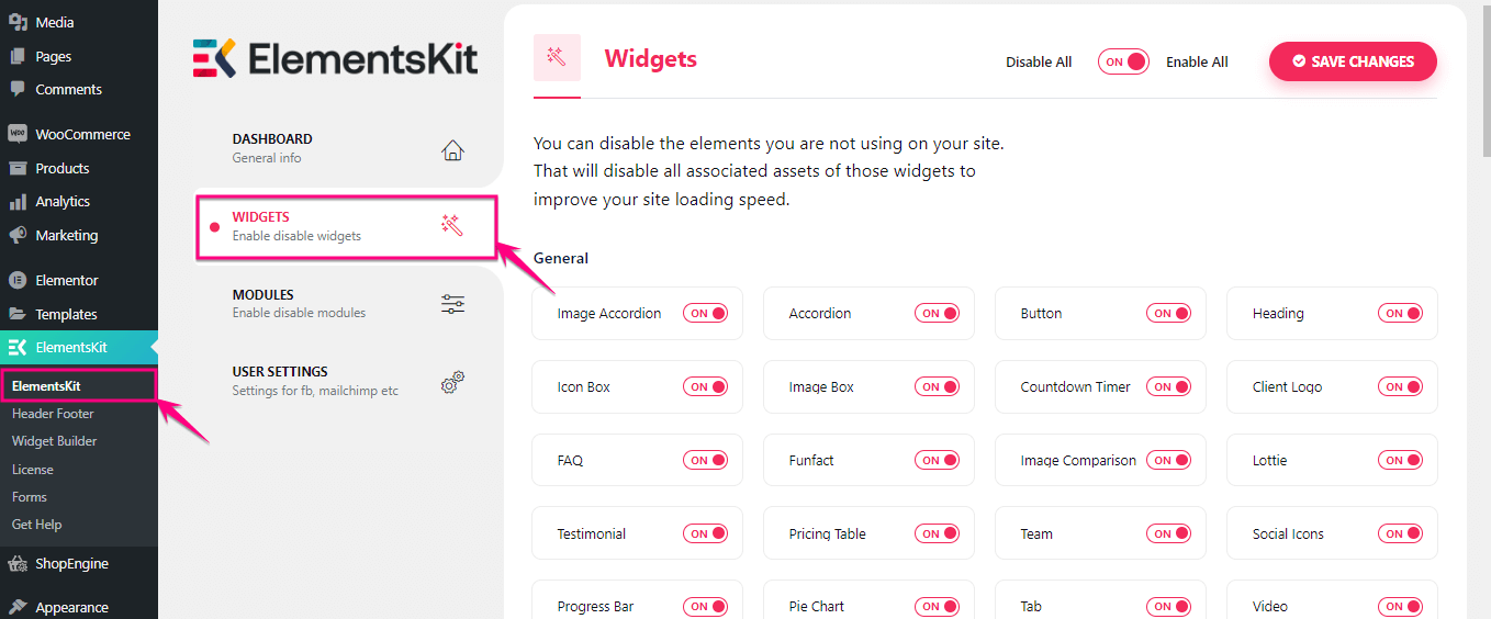 Enable ElementsKit widget to add coupon code to your website
