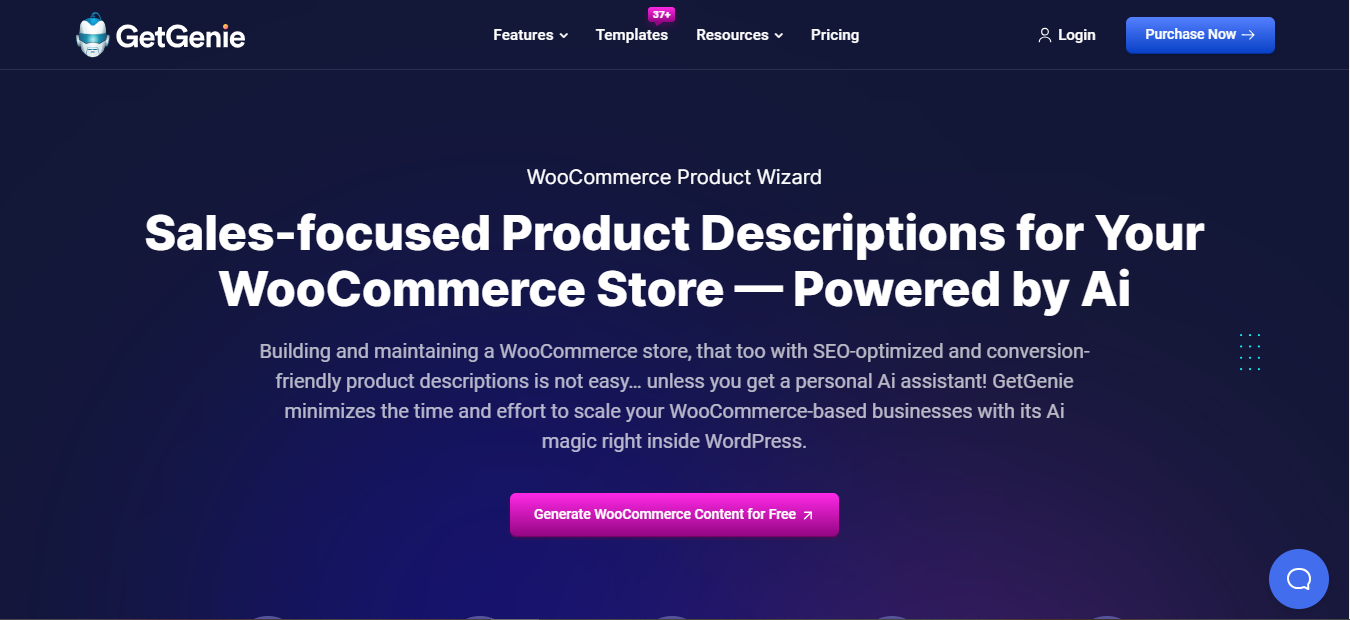 GetGenie Ai offers useful templates for eCommerce content