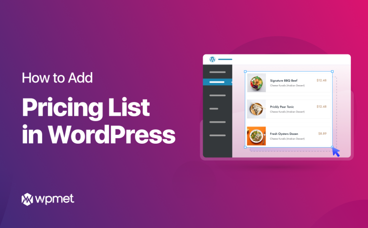 pricing list in WordPress