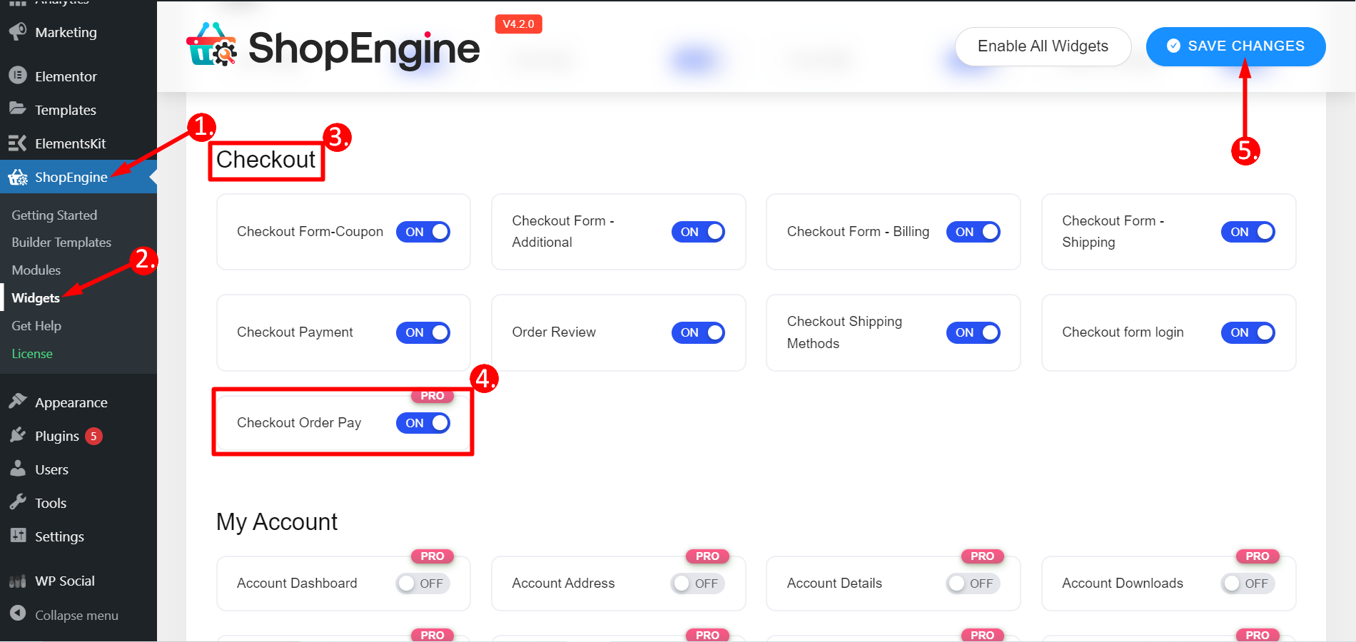 Sistema di pagamento degli ordini di pagamento WooCommerce di ShopEngine