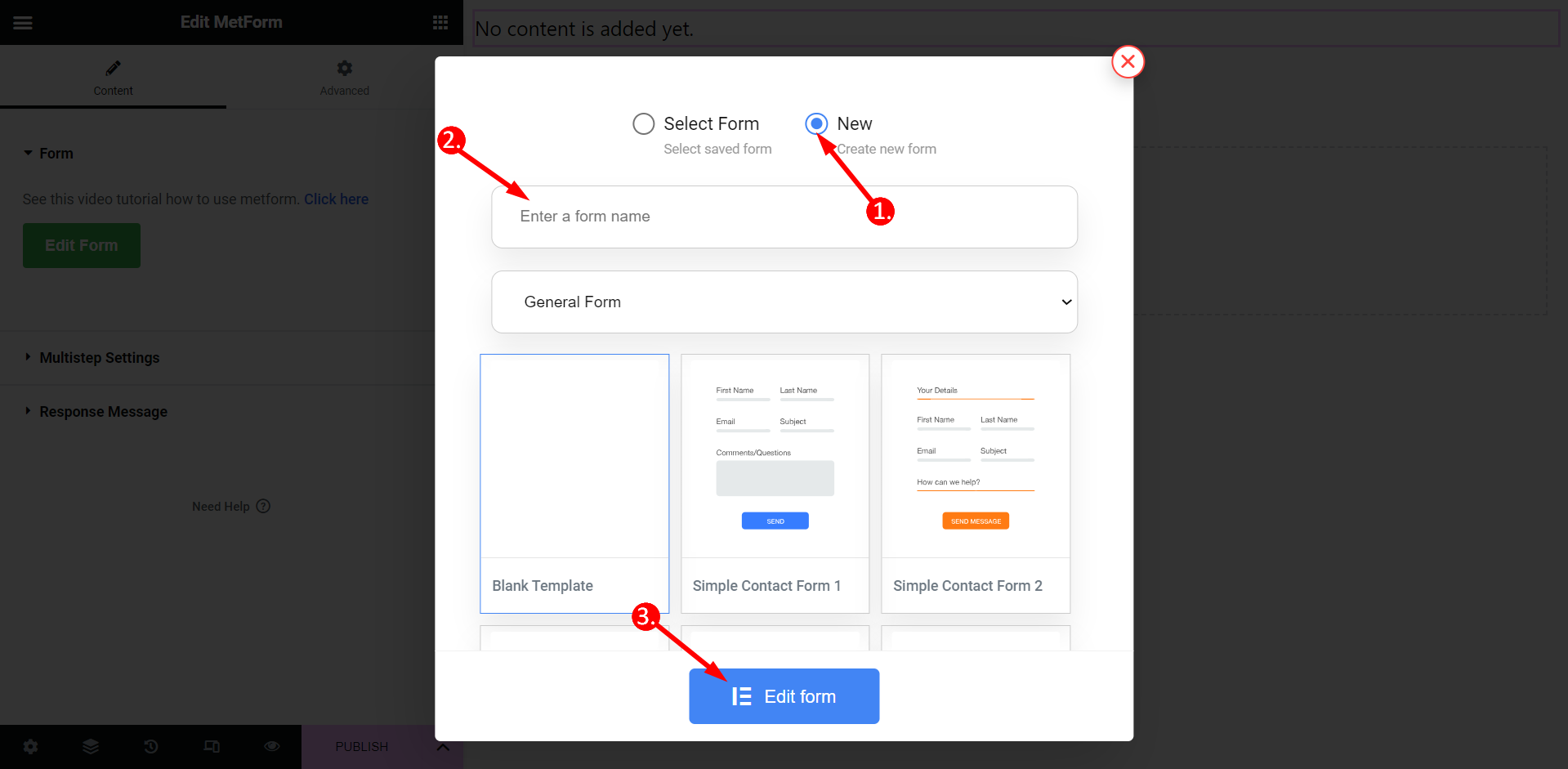 Create a new form with MetForm for HubSpot Integration