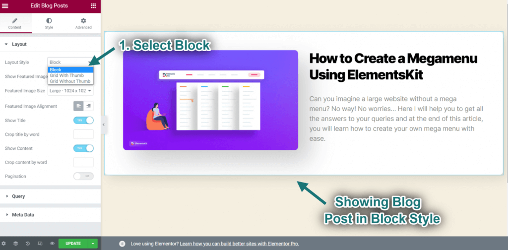 How to Show a Post List in WordPress: Selecting Block Layout Style