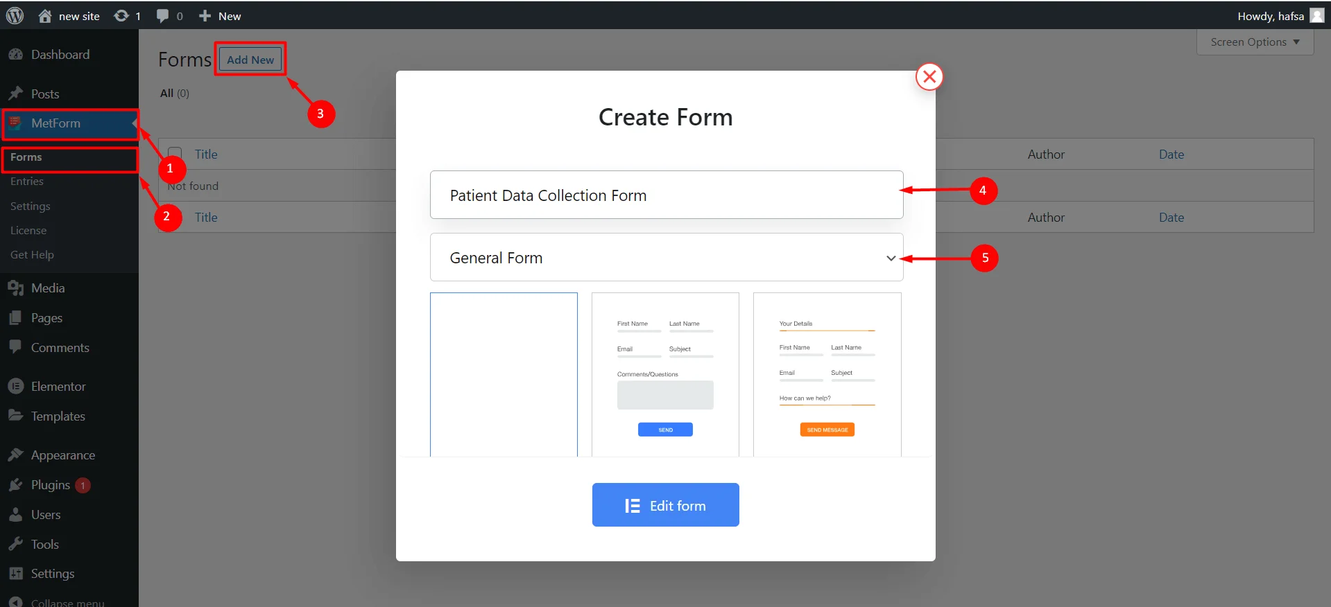 Create a New Patient Form Template